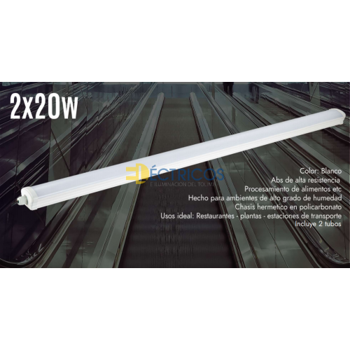 LAMPARA HERMÉTICA LED 2X18W 10 INNER COLOR: BLANCO ABS DE ALTA RESISTENCIA