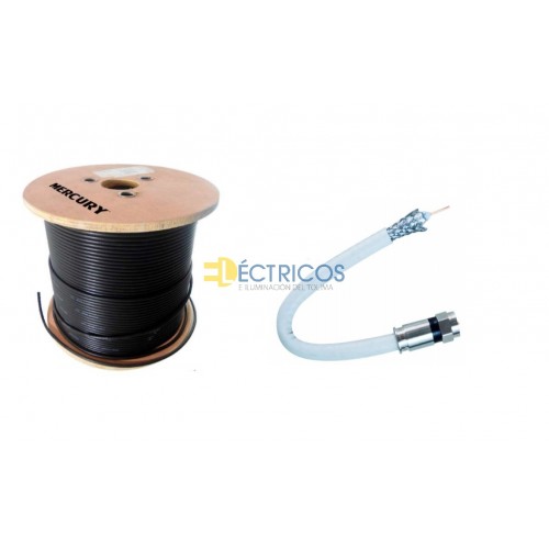 CABLE COAXIAL NEGRO RG6-U 95% T-TELMEX FINO CARRETA EN MADERA