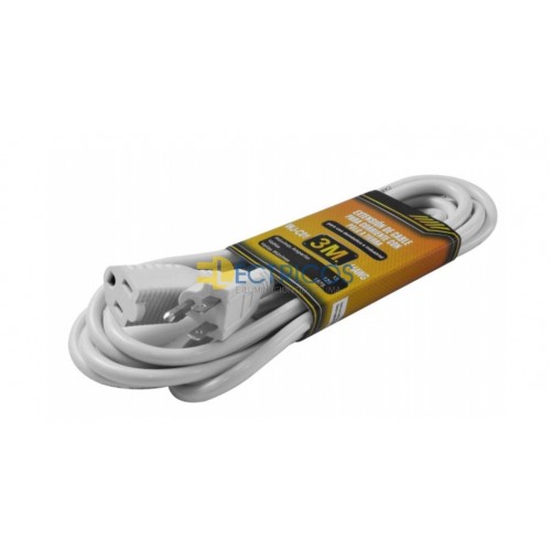 EXTENSION DE CORRIENTE POLO TIERRA 3M CABLE BLANCO