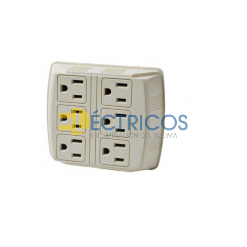 MULTITOMA 2X6 INSCRUSTAR MULTITOMA CON POLO A TIERRA IDEAL PARA 6 CLAVIJAS 15 AMP 125V 1875W